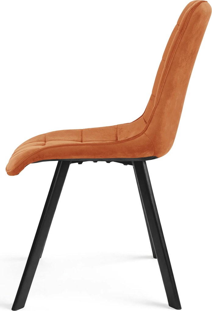Scaun de sufragerie CIEZA VELVET cu picioare negre, teracota