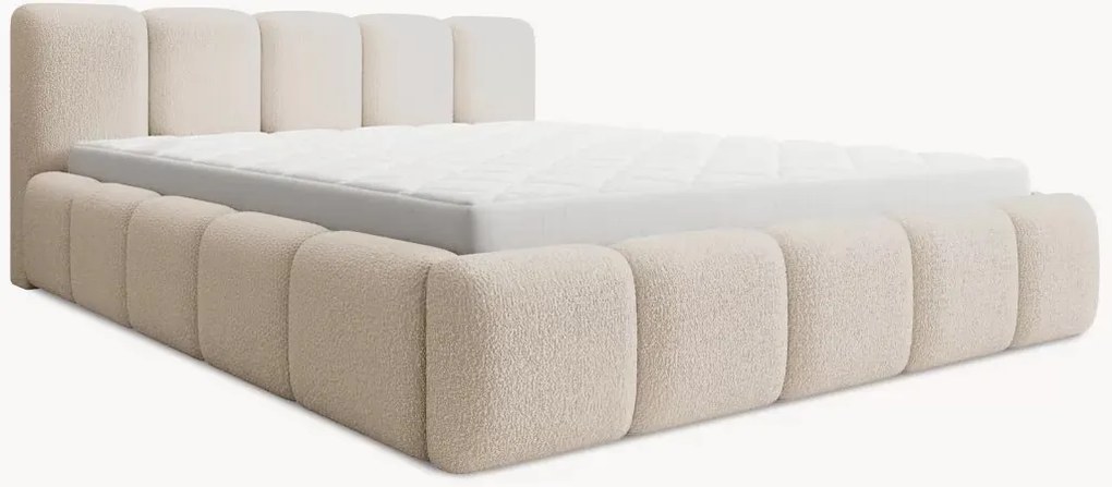 Pat tapițat cu ladă de depozitare Tesia 180x200 - bouclé bej Quelle 03