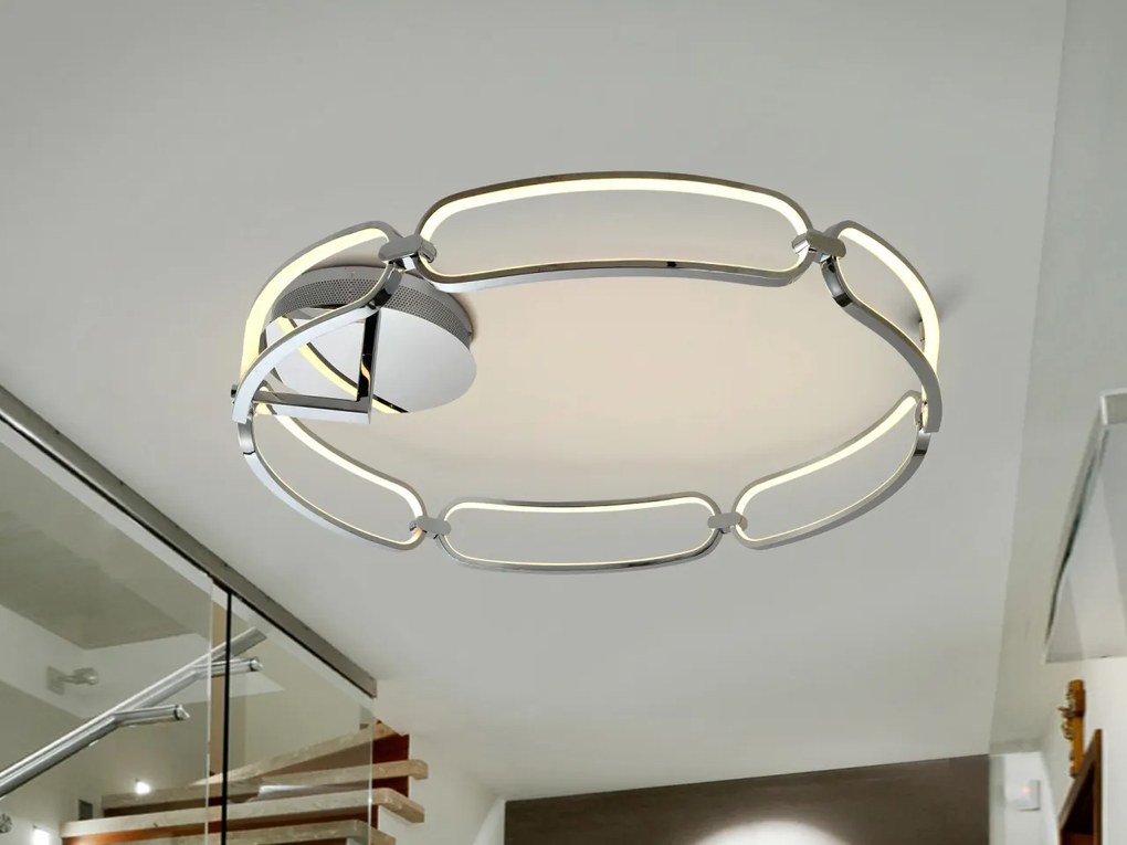 Lustra LED dimabila cu telecomanda design ultra-modern 80cm Colette crom
