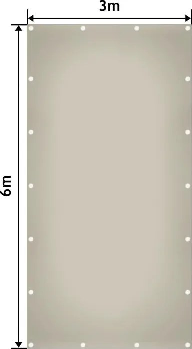 JAGO Prelata 650 g/m², ochiuri de aluminiu, gri, 3 x 6 m