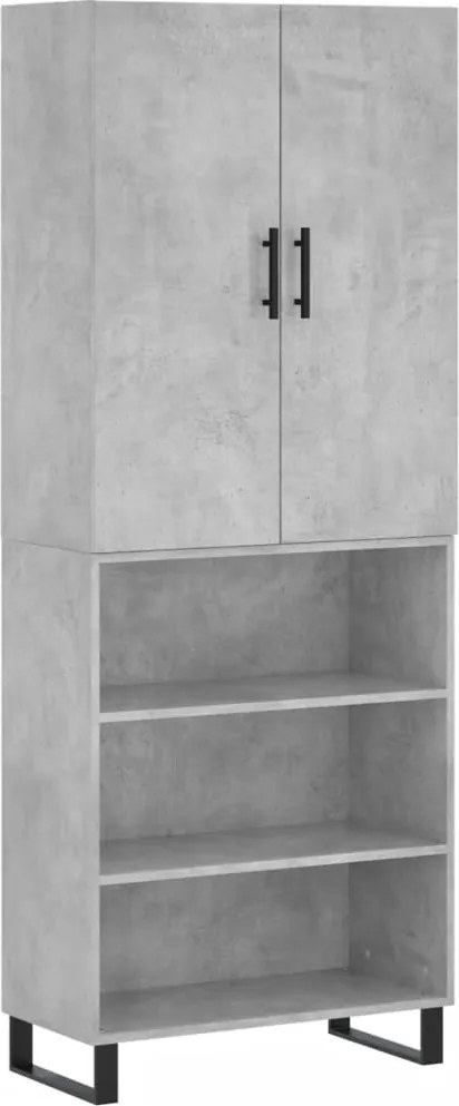 vidaXL Dulap înalt, gri beton, 69,5x34x180, lemn compozit