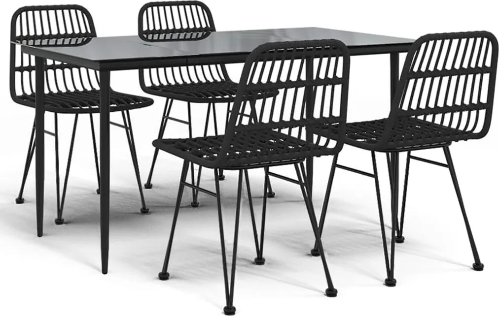 vidaXL Set mobilier de grădină, 5 piese, negru, poliratan