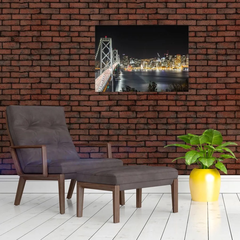 Tablou pe sticlă cu podul Brooklin și New York (70x50 cm)