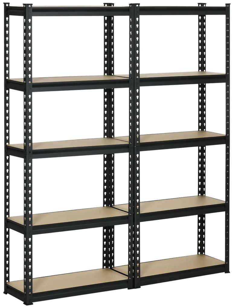 Raft de depozitare cu 5 niveluri, set de 2 din MDF, otel, 70x30x167,5cm negru si maro HOMCOM | Aosom Romania