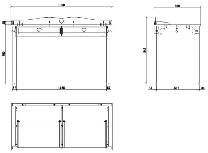 Set Mobilier Cameră Copii AMORI, 6 Piese, Alb, Stil Romantic – Vipack