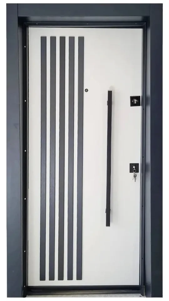 Usa metalica de exterior cu izolatie si vizor Novo Doors NDS1000S, Din compozit, 2 yale, Kit complet, Pentru case, (Geam: Sticla securizata, Sens