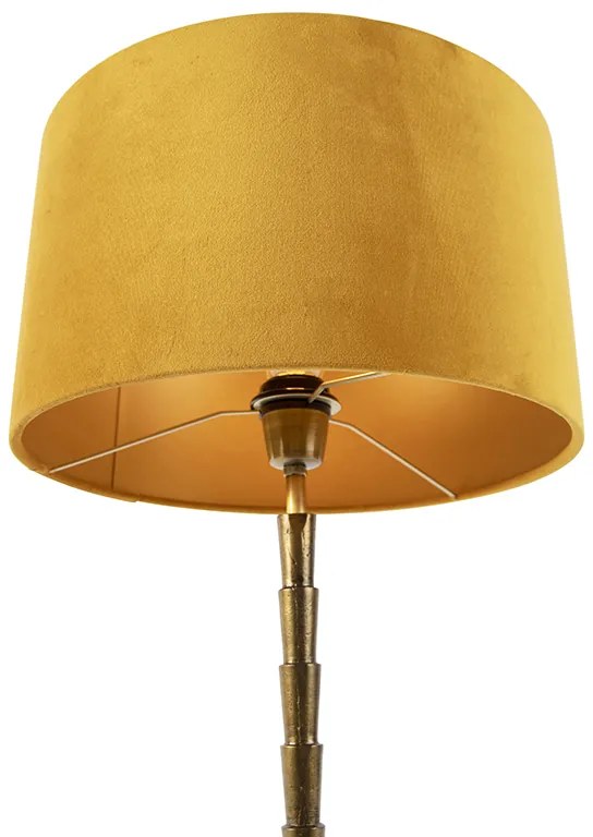 Lampă de masă Art Deco cu abajur din catifea galben 35 cm - Pisos