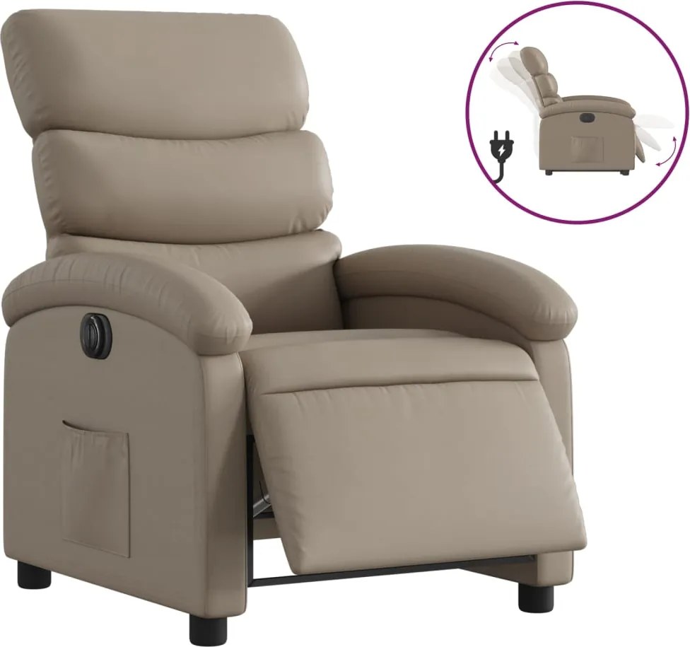 vidaXL Fotoliu rabatabil electric, cappuccino, piele ecologică