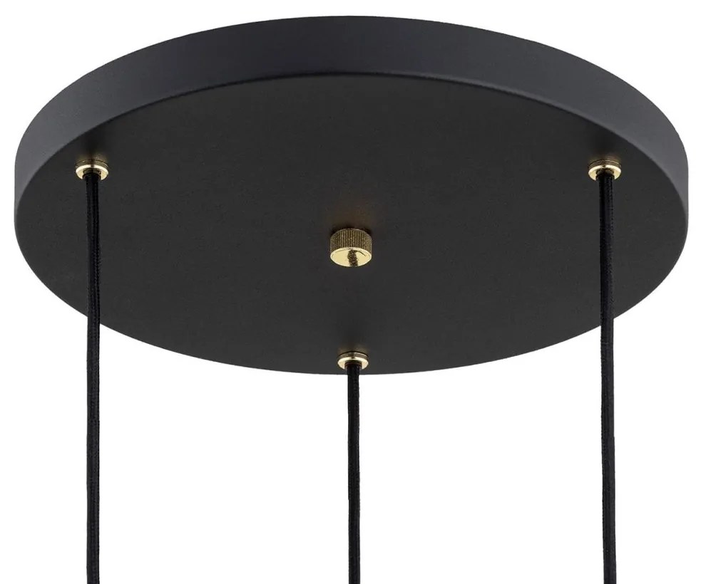 Lustra cu 3 pendule design modern Murano negru, alama 30cm