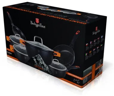 Set oale si tigai marmorate (10 piese) din aluminiu turnat Granit Diamond Line Berlinger Haus BH 1111N