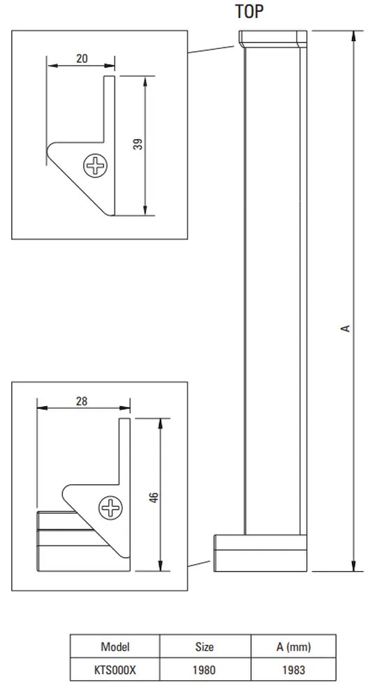 Profil inchidere usa dus culoare negru mat 200 cm Deante Kerria plus Negru mat