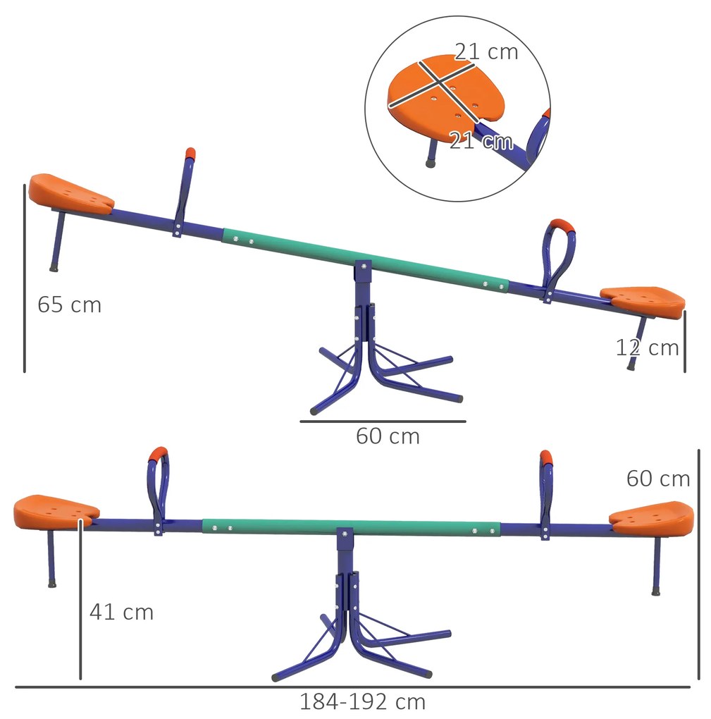 Outsunny Balansoar rotativ la 360° pentru copii intre 3-8 ani