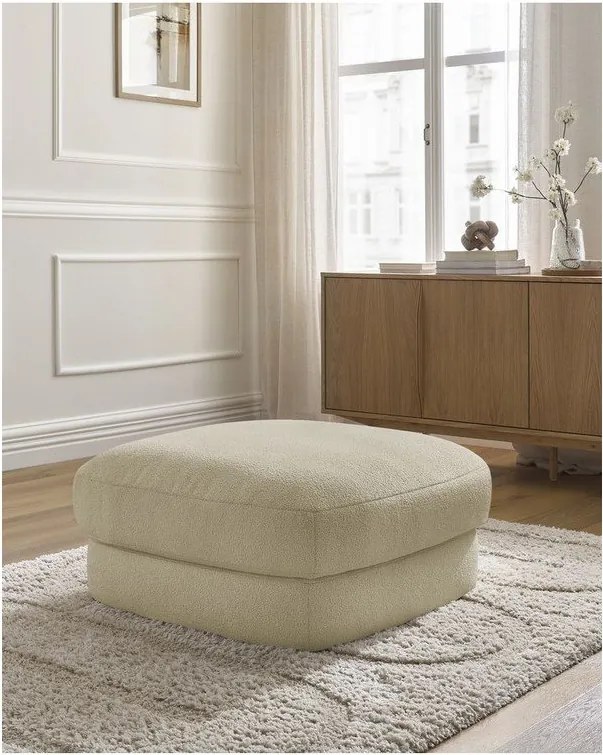 Taburet bej cu tapițerie din țesătură bouclé Leonore – Bobochic Paris