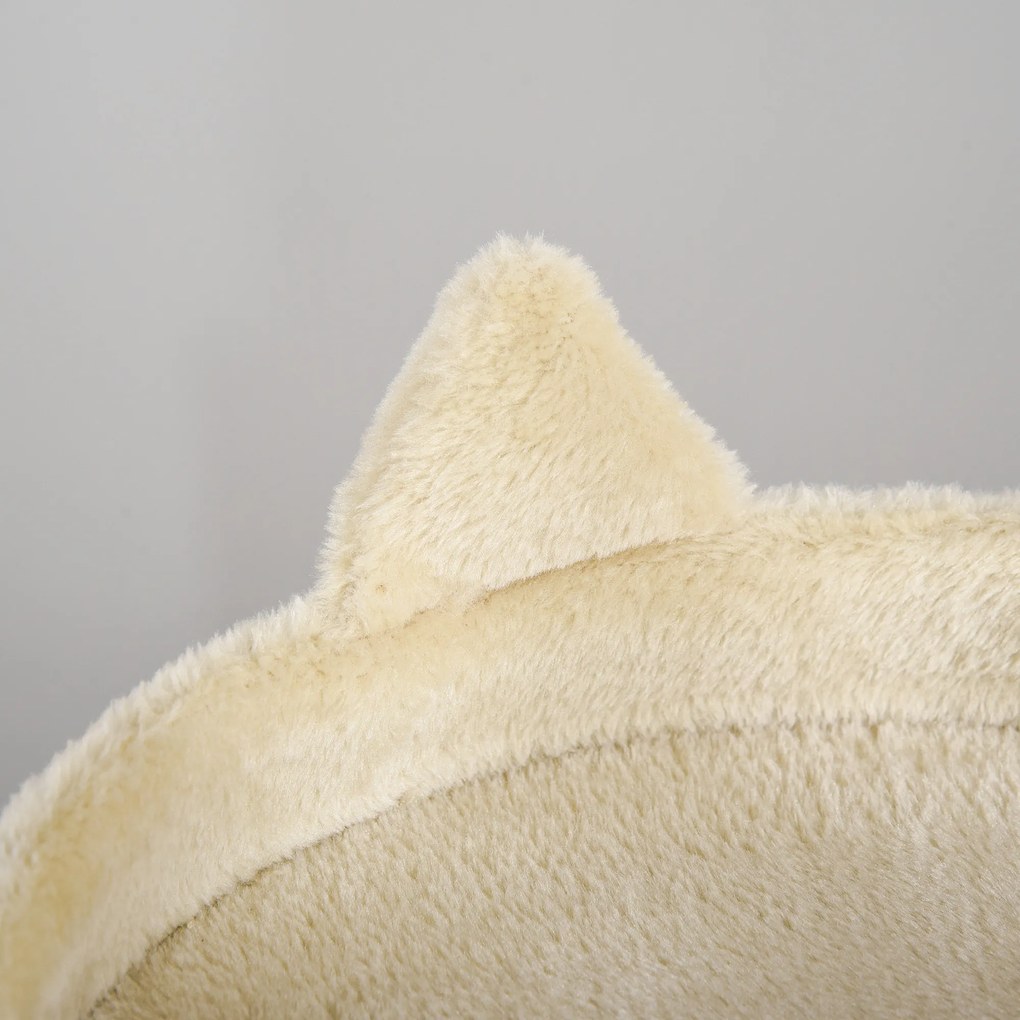 PawHut Ansamblu de Joacă pentru pisici adulte cu căsuță spațioasă și platformă, 104 cm, Crem | Aosom Romania