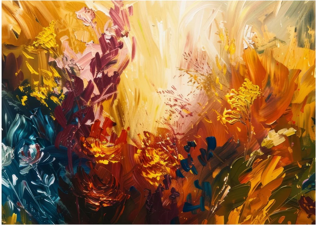 Tablou - pictură abstractă de flori (70x50 cm)
