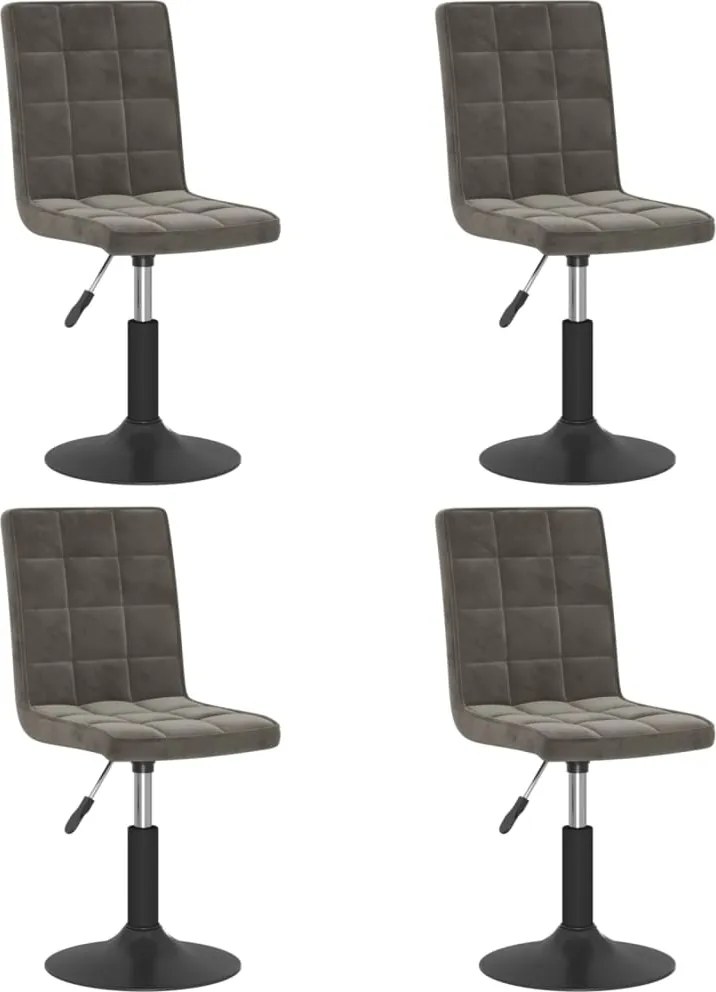 vidaXL Scaune de bucătărie pivotante, 4 buc., gri închis, catifea