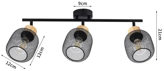 Brilagi - Aplica spot BASKLITE 3xE27/15W/230V lemn/negru