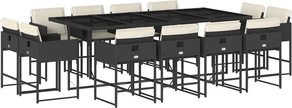 vidaXL Set mobilier de grădină cu perne, 13 piese, negru, poliratan