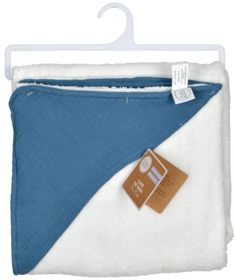 Prosop cu glugă pentru copii albastru din muselină 75x75 cm – Bébé Douceur