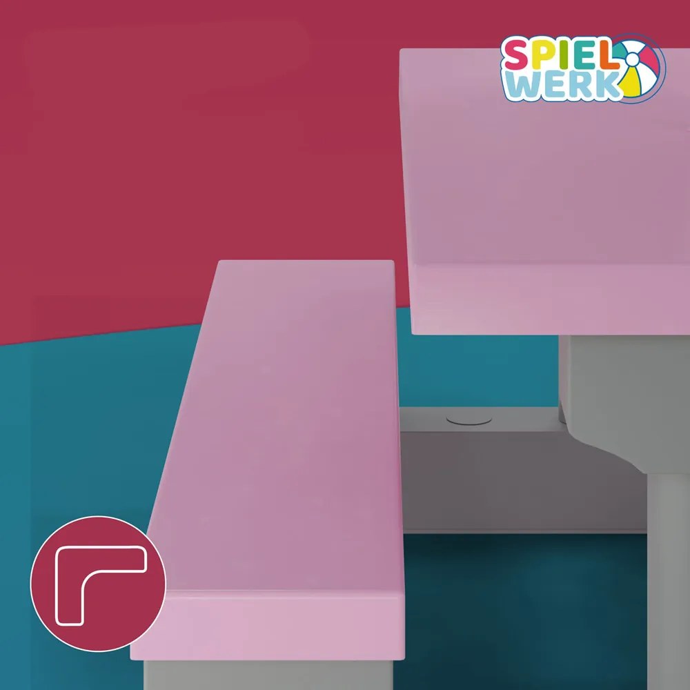 Set de șezut pentru copii cu umbrelă de soare JASMIN, 67x78,5x42,5cm, roz/gri Spielwerk