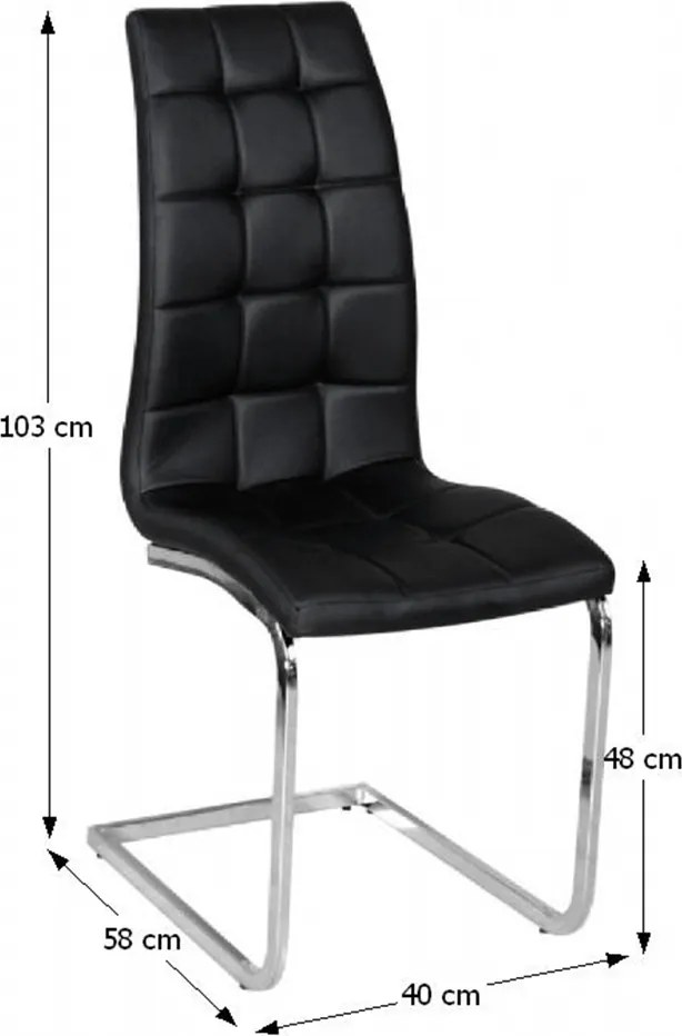 Scaun bucătărie, piele ecologică negru/crom, DULCIA