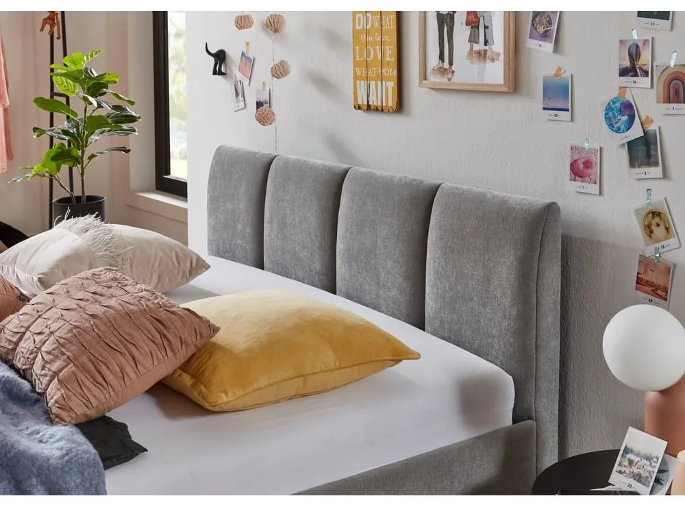 Pat gri tapițat fără somieră 120x200 cm Joker – Meise Möbel