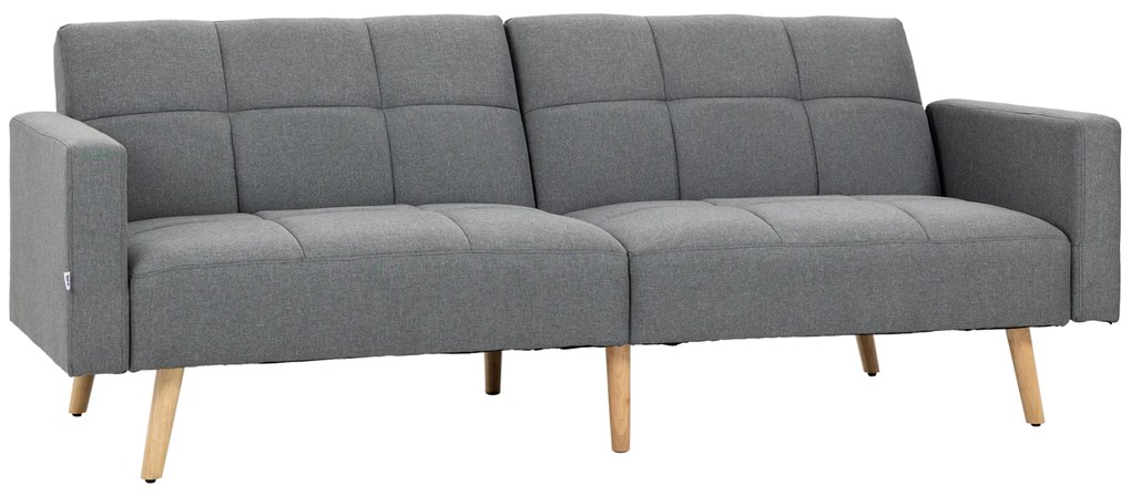 HOMCOM 2 in 1 Canapea cu functie de pat 205 x 88 cm Canapea cu Scaun, Aspect de ln Gri | Aosom Romania