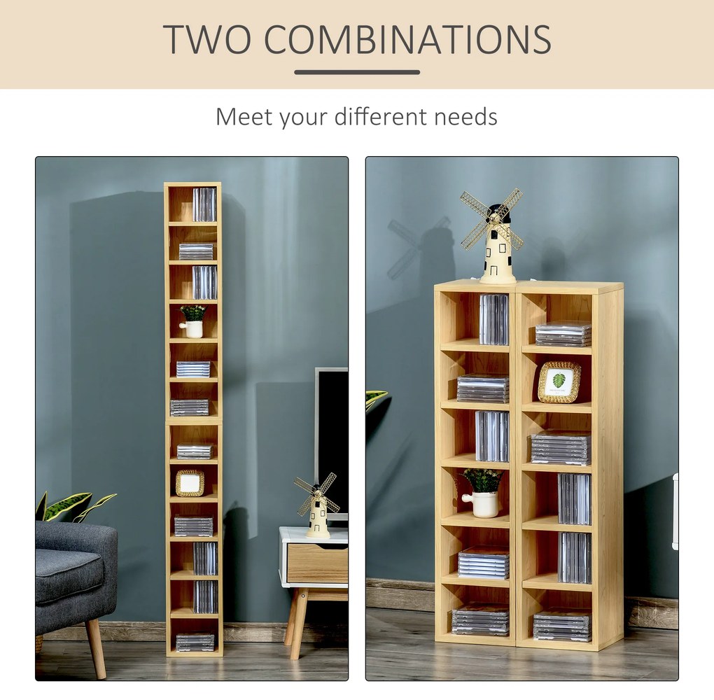 Homcom Set de 2 Rasteluri Mobilier 6 Rafturi in Lemn MDF 21X19.2X88.3cm