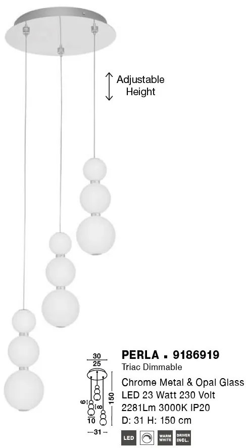 Lustra LED suspendata design modern PERLA
