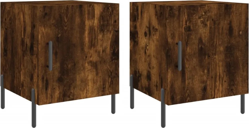vidaXL Noptiere, 2 buc., stejar fumuriu, 40x40x50 cm, lemn compozit