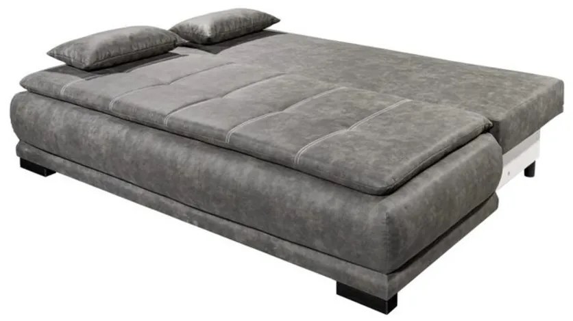 Canapea extensibila, Sophie, Ranger 11 Grey, 3 locuri, 208 x 93 x 105 cm, PAL/lemn/poliester, gri