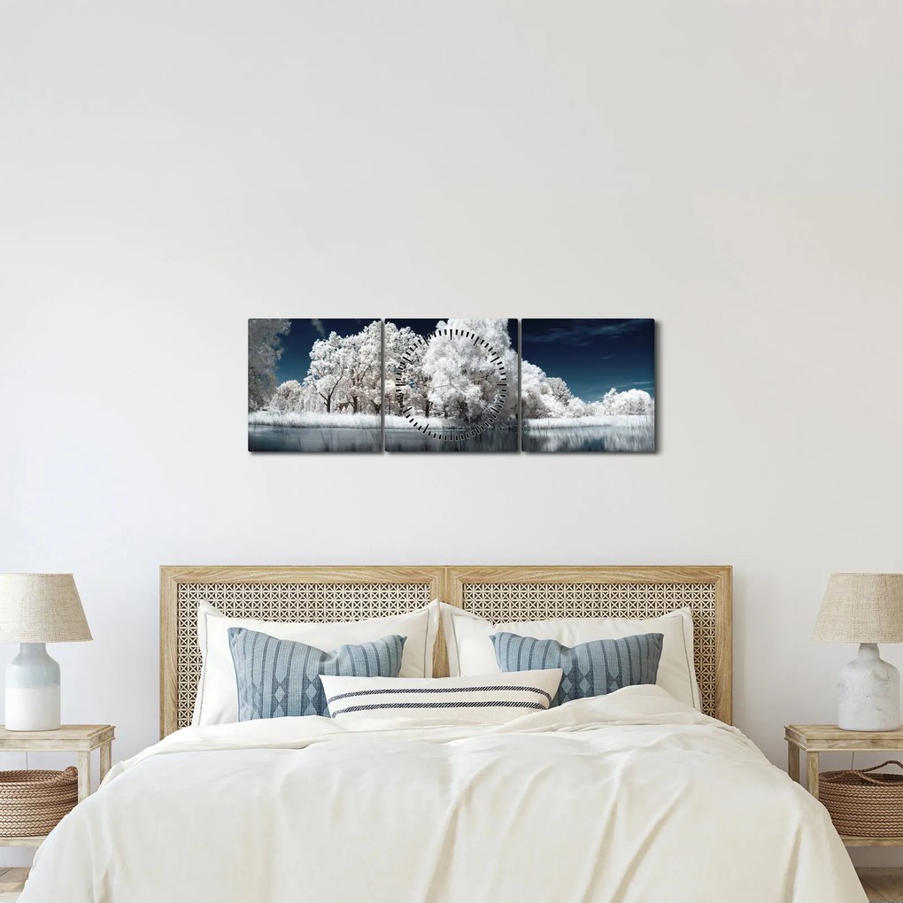 Tablou - Albă ca Zăpada Albă ca Zăpada Copaci (cu ceas) (90x30 cm)