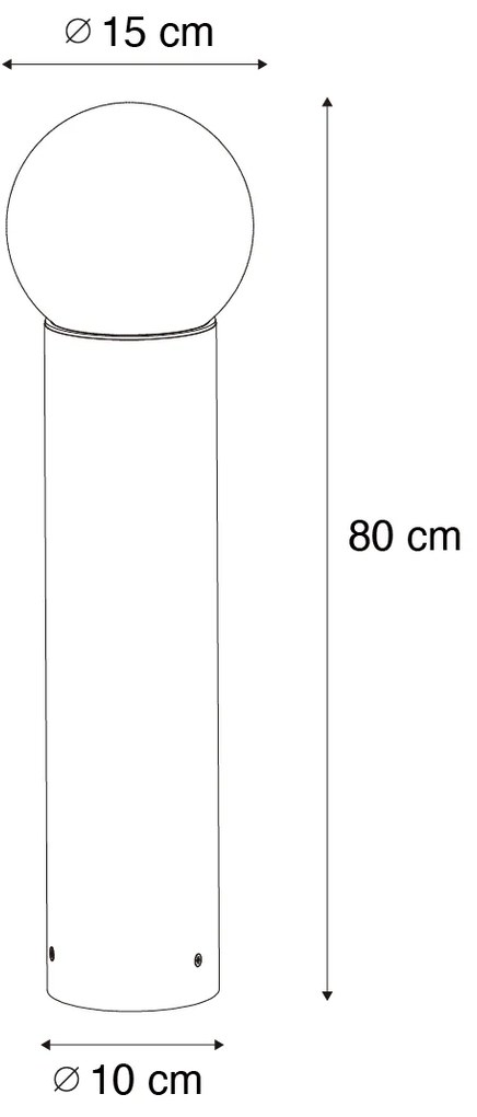 Lampă de podea exterioară neagră cu sticlă opalescentă 80 cm IP44 - Huma