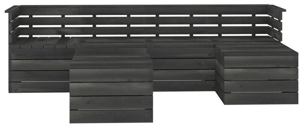 Set mobilier gradina din paleti, 6 piese, gri inchis, lemn pin Maro, 6
