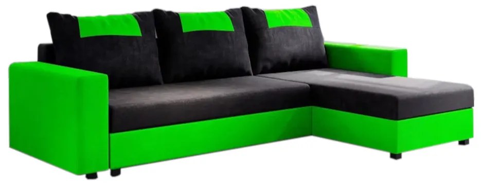 Expedo Colțar extensibil COOPER, 232x144, negru/verde, microfibră04/U062