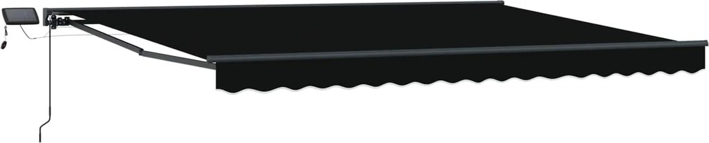 vidaXL Cadru manual de marchiză cu LED-uri Negru 4 × 3,5 m