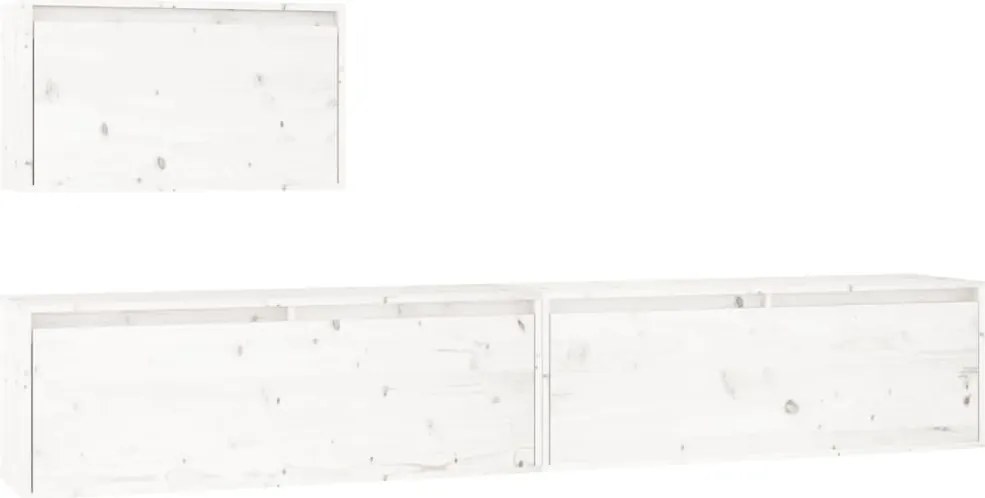 vidaXL Comode TV, alb, 3 buc., lemn masiv de pin