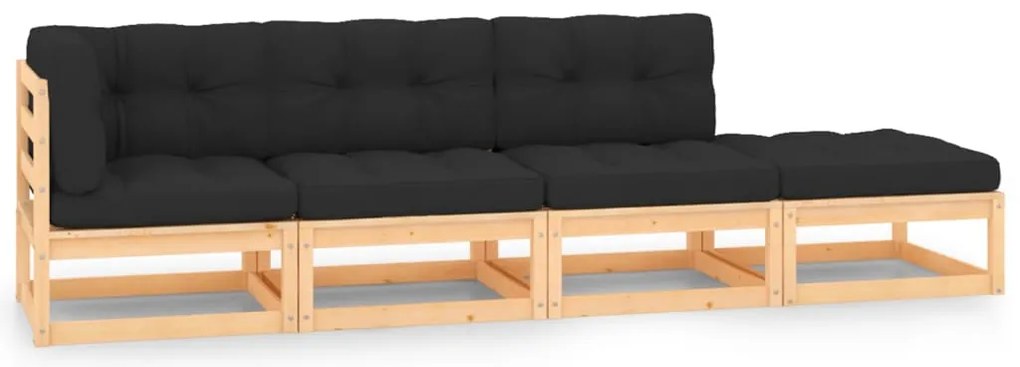 vidaXL Set mobilier de grădină cu perne, 4 piese, lemn masiv de pin
