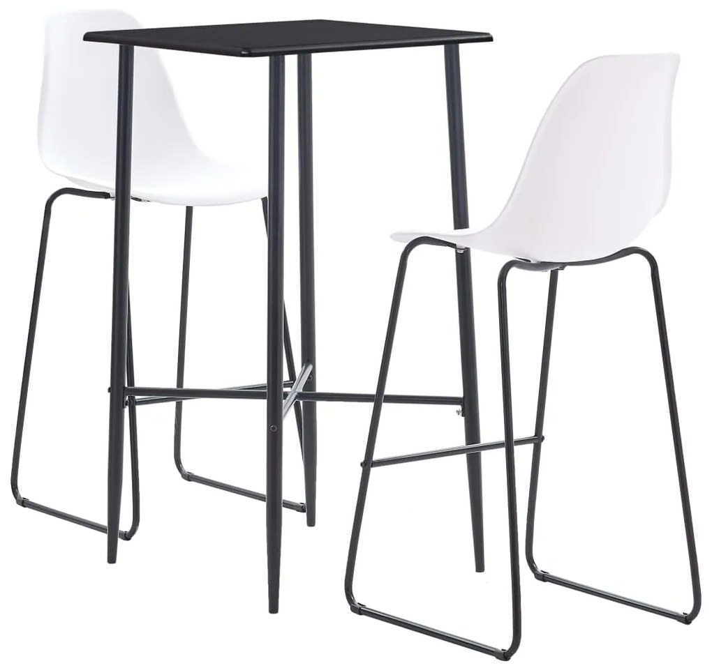 279919 vidaXL Set mobilier de bar, 3 piese, alb, plastic