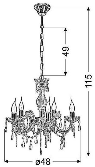 Lustră pe lanț MARIA TERESA 5xE14/40W/230V