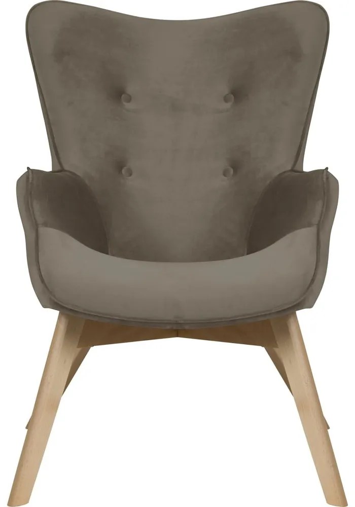 Fotoliu maro deschis cu tapițerie din catifea Niko – Ropez