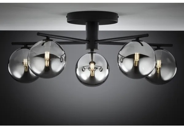 Jupiter 2048 - Plafonieră aplicată PRATO, 5xG9/14W/230V, negru/gri fumuriu