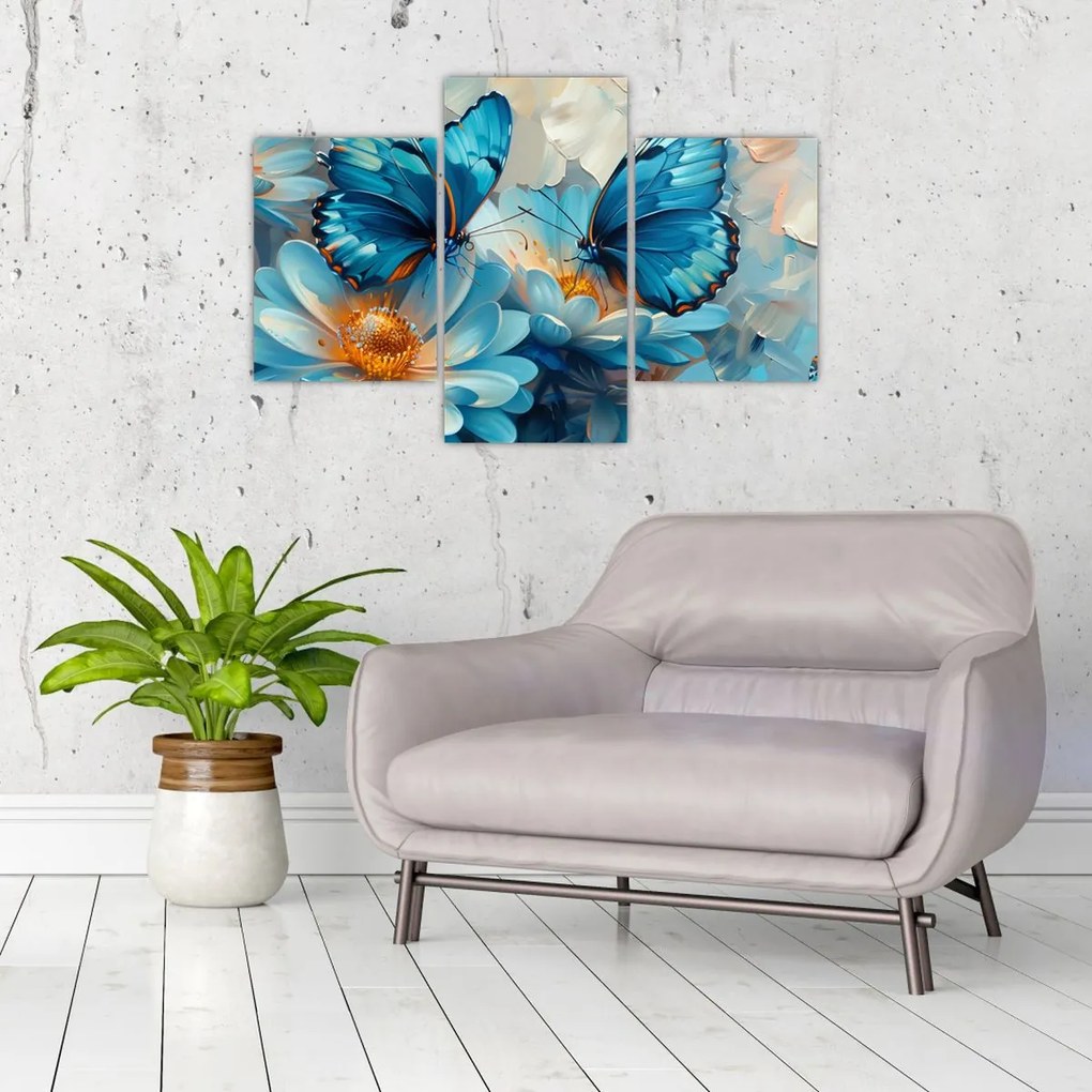 Tablou - Fluturi albaștri (90x60 cm)