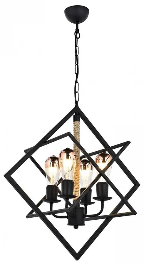 PENDUL ELSA 4 BRATE, 4XE27, 60W, NEGRU