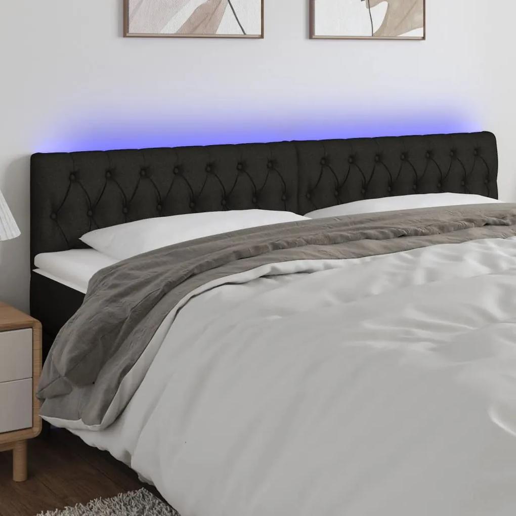 3121972 vidaXL Tăblie de pat cu LED, negru, 200x7x78/88 cm, textil