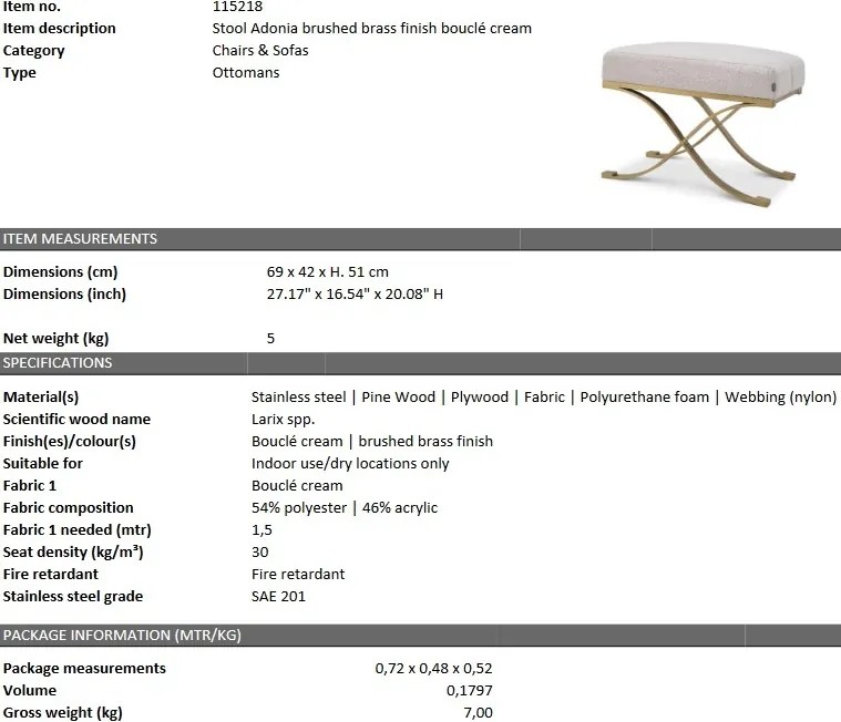 Taburete LUX Adonia, boucle crem 115218 HZ