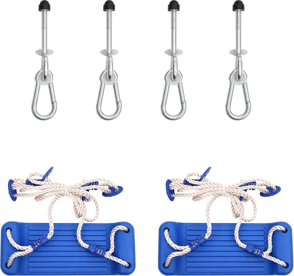 vidaXL Scaune leagăn 2 buc. cu pietre de cățărare albastru polietilenă