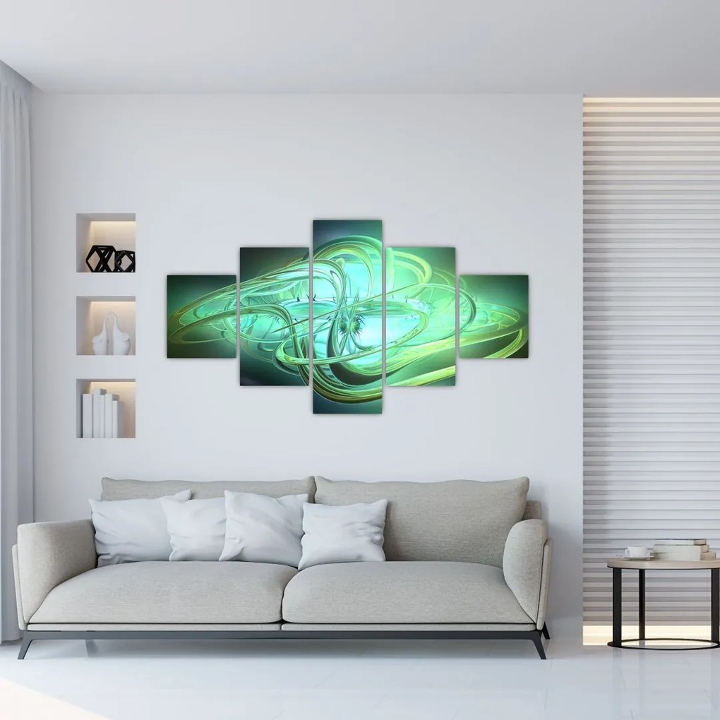 Tablou cu abstracție verde (125x70 cm), în 40 de alte dimensiuni noi