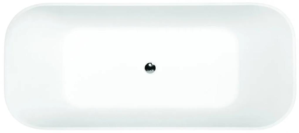 Cada baie freestanding dreptunghiulara, compozit, negru alb, 160x70 cm, Besco Assos Negru/Alb