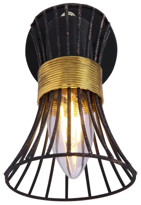 Aplica de perete metalica negru-aurie PURRA 54814-1 GL